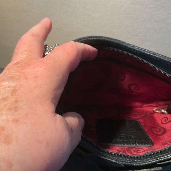 Brighton BLACK Flower Leather Camilla Shoulder Bag - Picture 4 of 12